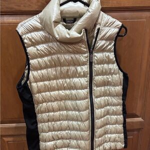 Calvin Klein Performance Down Puffer Vest Gold Black Asymmetrical Zipper Size Xl